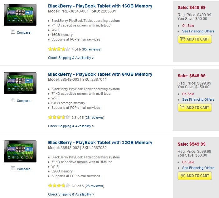 Best Buy is offering $50 to $150 discounts off its BlackBerry PlayBook selection