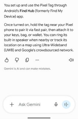 Gemni AI assistant leaks Pixel Tag and its use of UWB.