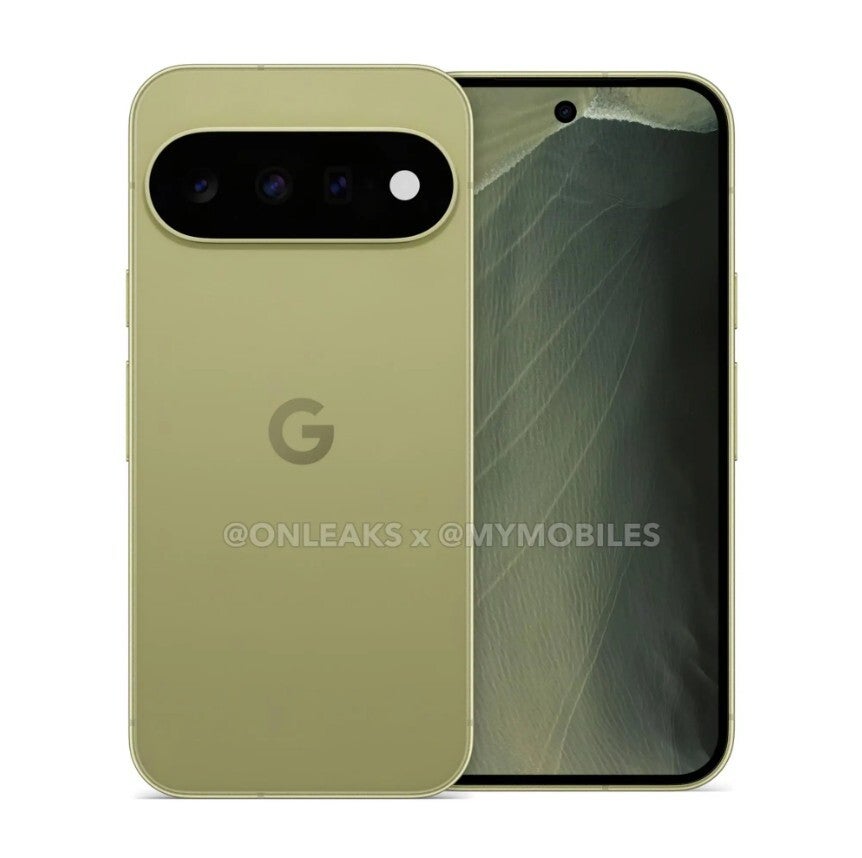 Pixel 11 render in moss shade.