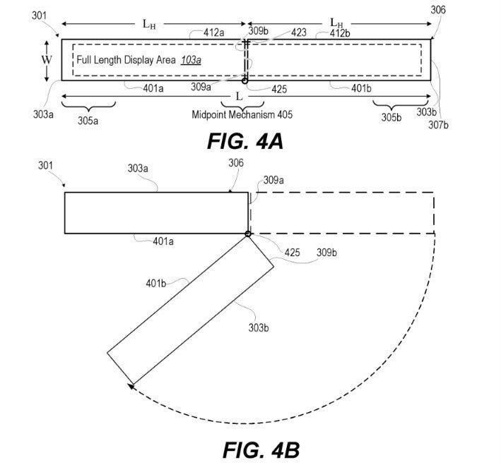 Patent shows how watch band can pivot to become a display.
