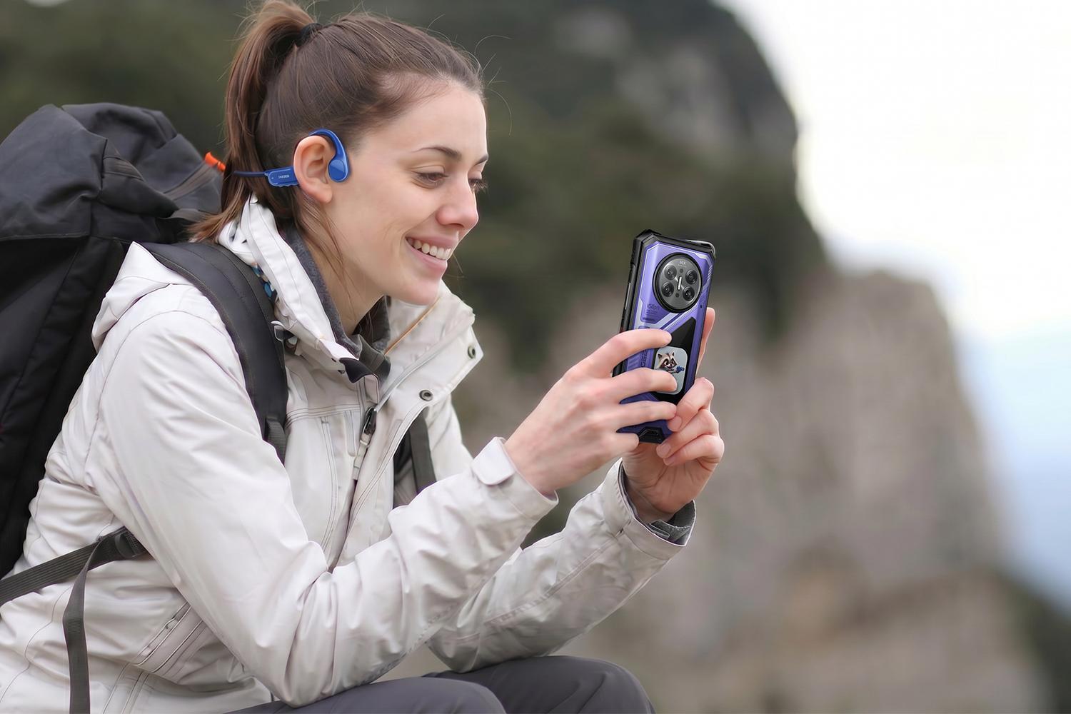 Bone conduction leaves your ears open | Image by Doogee - Doogee V50 series: fun, colorful rugged phones with AI Pet Companion and assistant