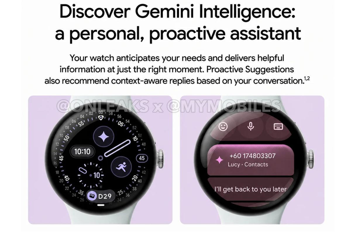 Leaked Pixel Watch 5 image highlighting Gemini Intelligence