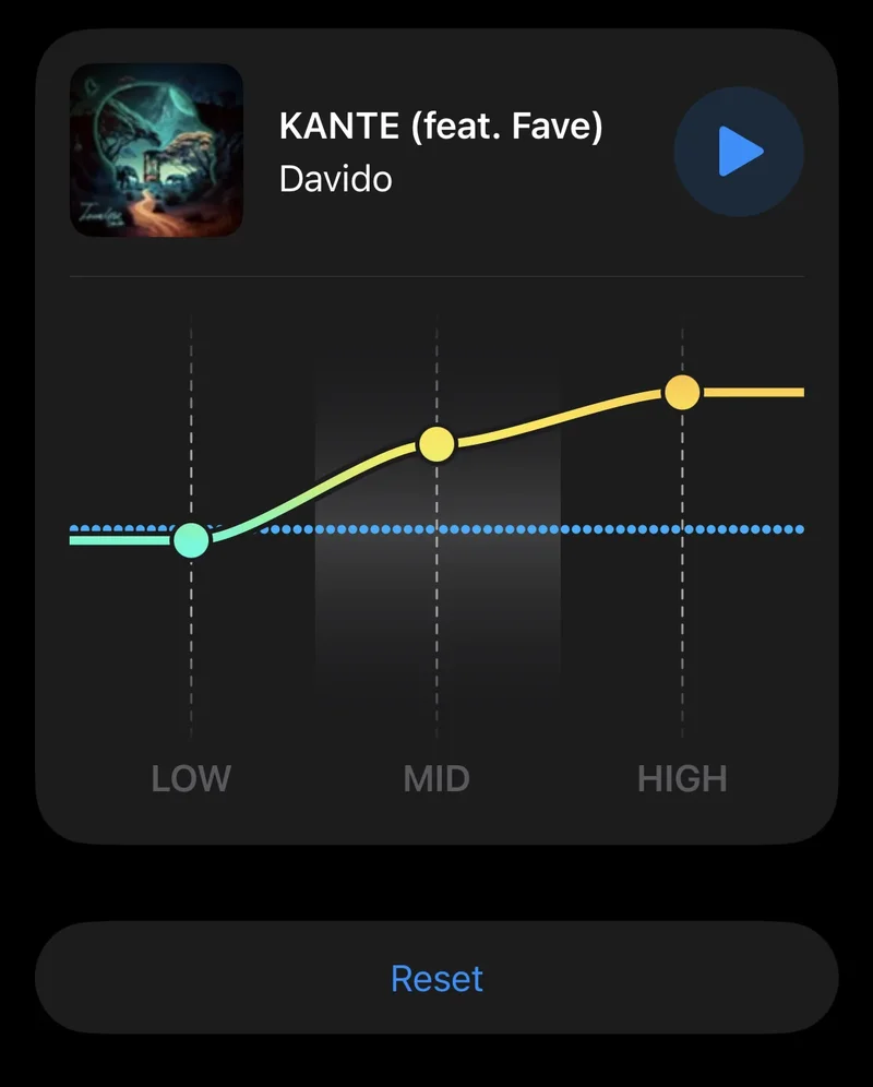 The Custom AirPods EQ with three data points.