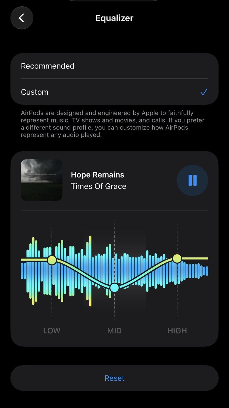The Custom AirPods EQ with three data points.