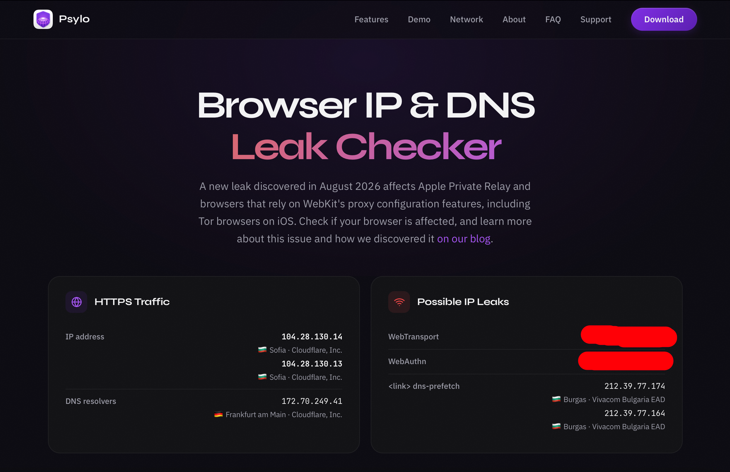 Check out if you're affected with the tool that Mysk has set up. | Image by PhoneArena/Mysk - Warning! This iCloud feature can leak your IP address