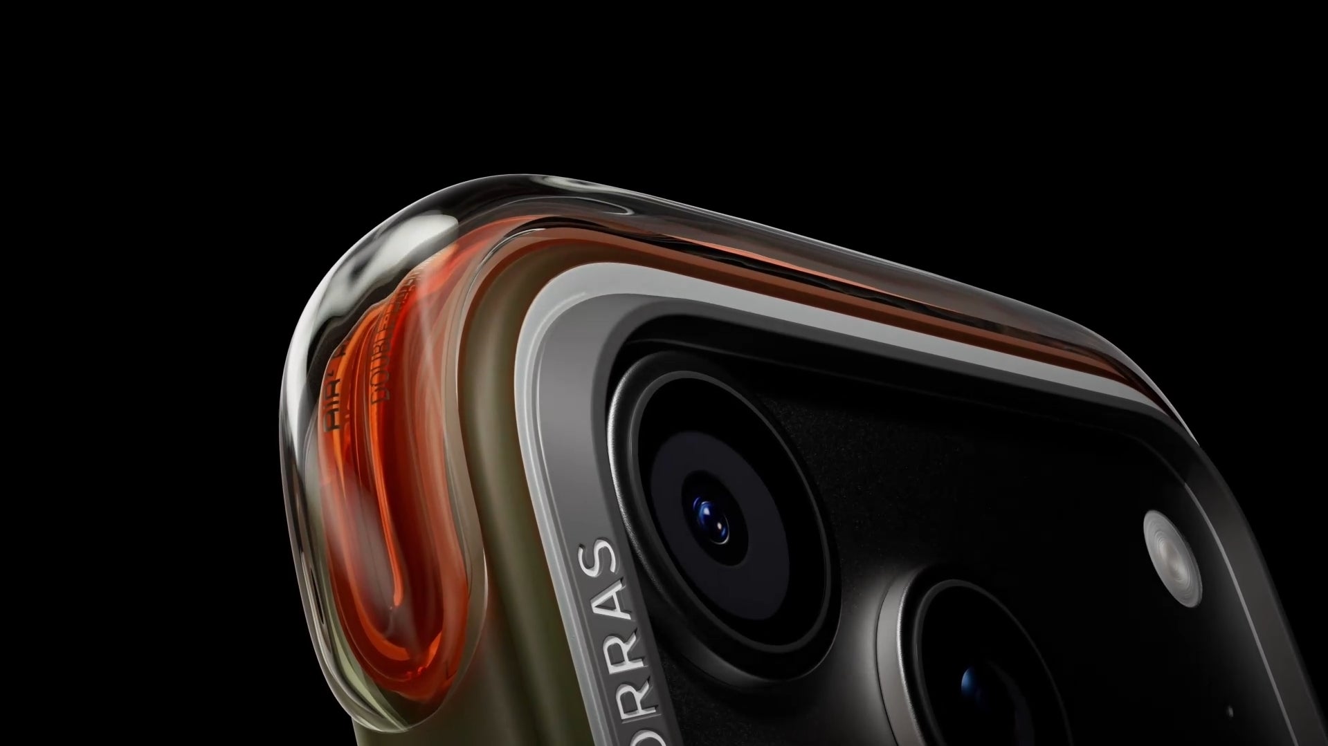 Pristine-looking airbag system with grippy textures around the frame | Image by Torras - The new TORRAS Q3 Air Pro: dual airbag protection for the iPhone 17 Pro!