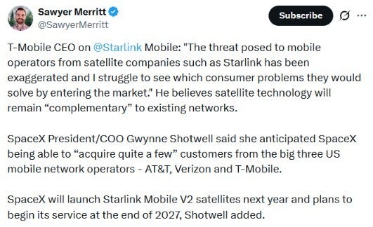 Tweet including quotes from T-Mobile CEO Gopalan.