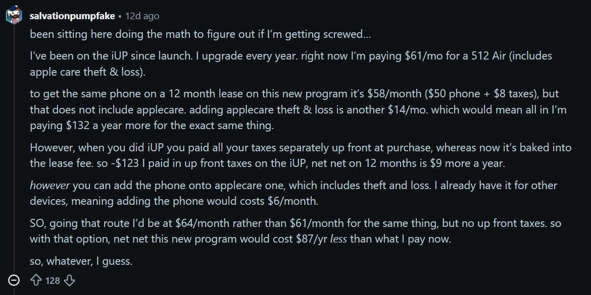 Whether Apple Upgrade will actually save you money is questionable. | Image by Reddit - Apple Upgrade was going to feature a luxurious delivery component that never got finalized