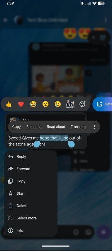 New copy option in Google Messages.