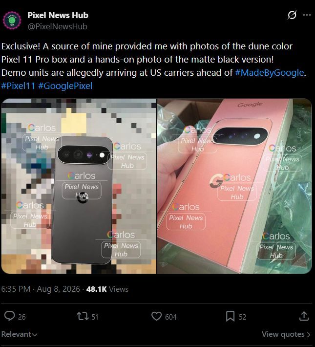 The leaked images show the Pixel 11 Pro XL in matte black. | Image by Pixel News Hub - First ever Pixel 11 Pro XL hands-on leak shows one of the phone's standout features, and I can't wait to see it live