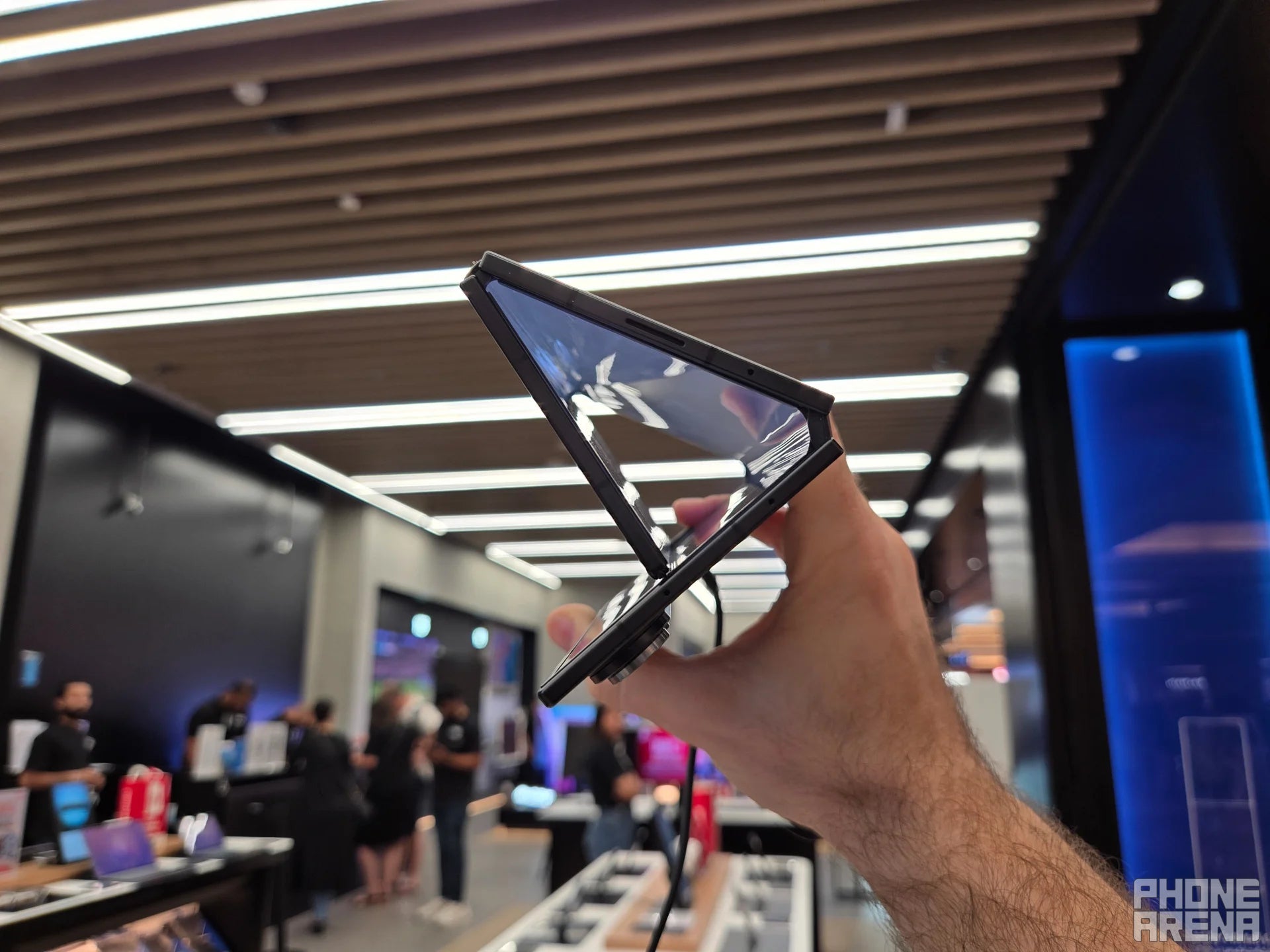 Samsung Galaxy Z TriFold folded into a triangle