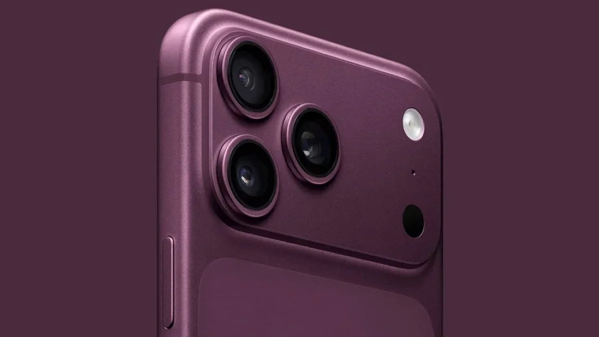 iPhone in dark red.