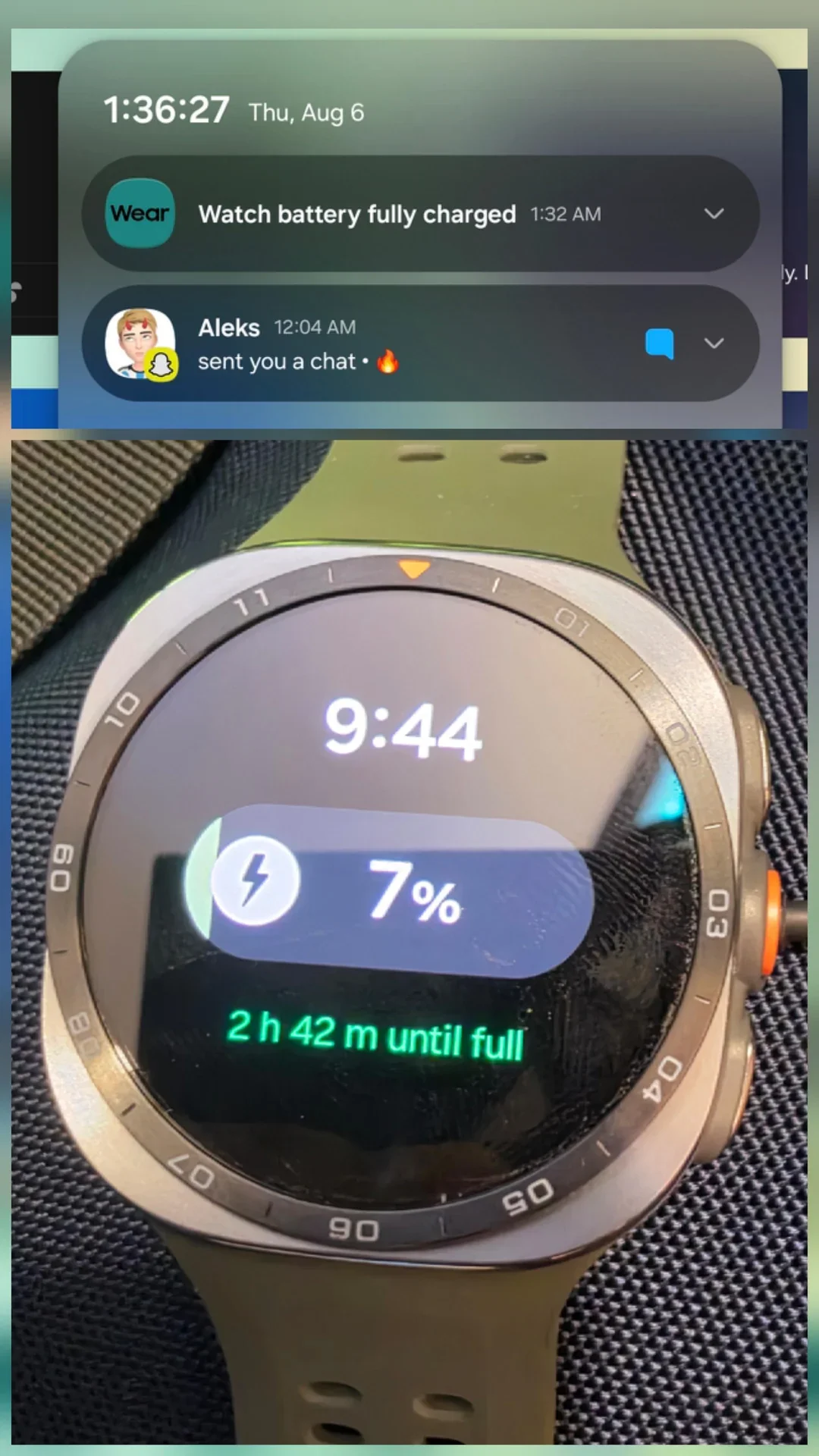 Estimated time for a full charge of the Galaxy Watch Ultra 2. It actually took more than 4 hours. | Image by Reddit - Desperate Galaxy Watch 9 owners are resorting to ice packs just to get a charge