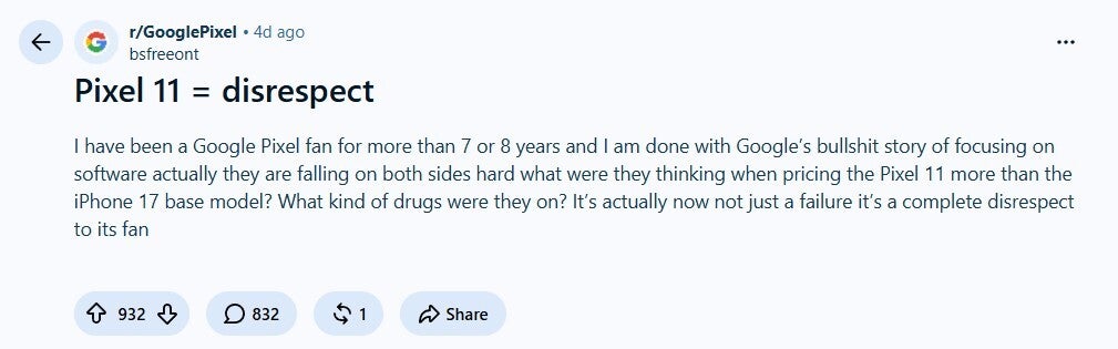 Die hard Pixel fan disappointed with Google.