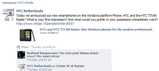 The Netherlands is anticipating an October 4th launch date for the HTC Titan