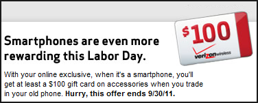 Verizon giving out gift card for qualifying smartphone purchase with trade-in