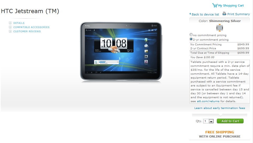 HTC Jetstream makes its landing with AT&T - 4G LTE Honeycomb love for $700 on-contract