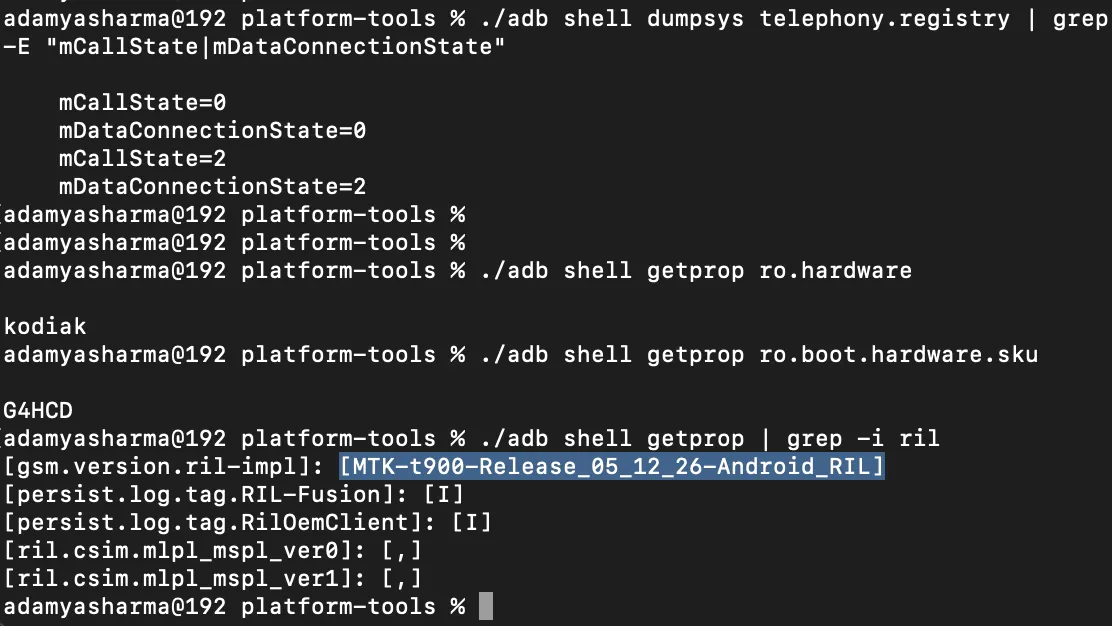 Lines of code confirming the MediaTek MTK-t900 modem inside the Pixel 11 Pro XL. | Image by Android Authority - The Pixel 11&rsquo;s new modem is here, but Dual-SIM support comes with a catch