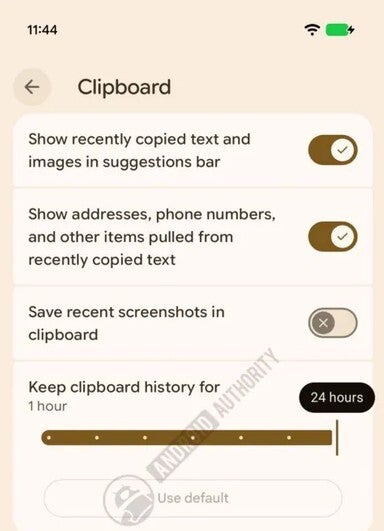 Screenshot shows new Gboard clipboard slider