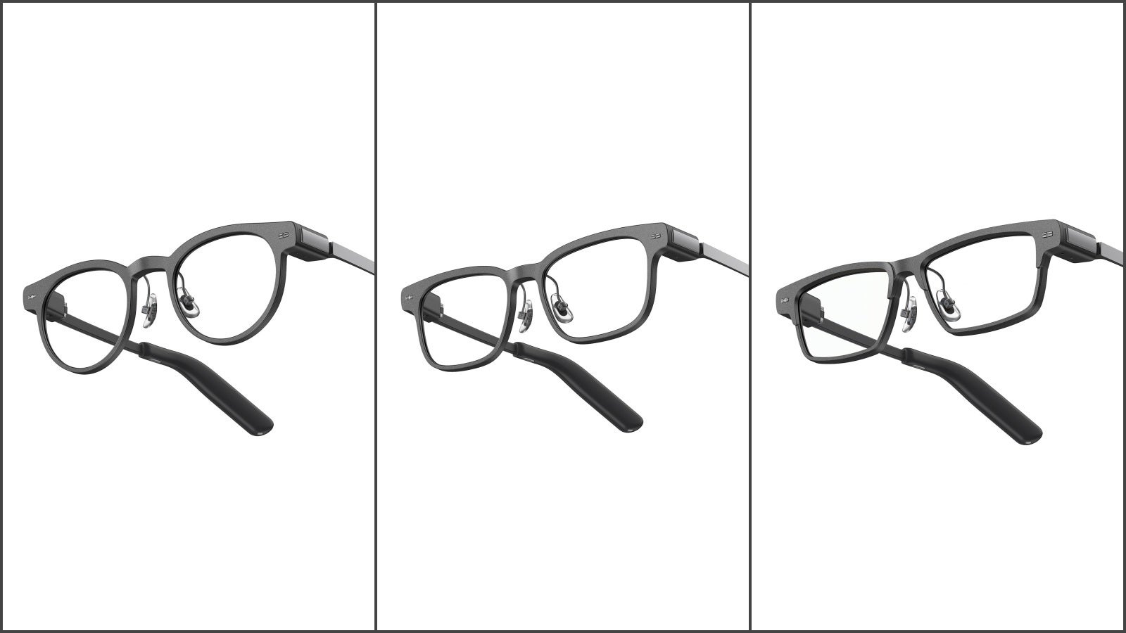 Classic shapes - Archive, Nomad, Gotham | Image by MemoMind - MemoMind AI glasses: classy shapes, practical features, powerful in the background
