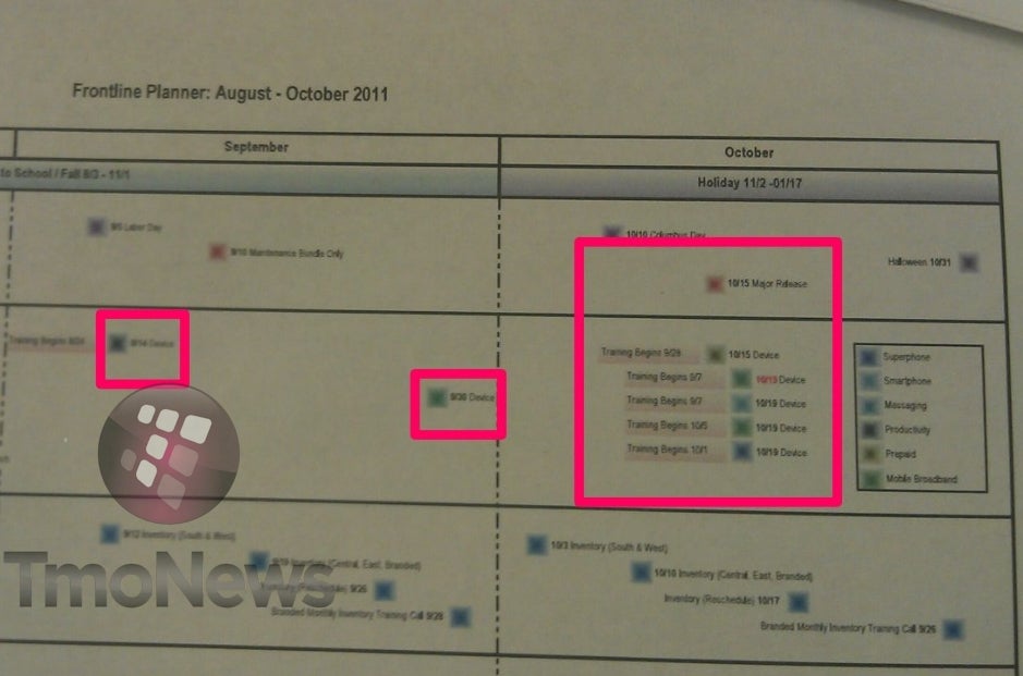 T-Mobile September/October roadmap leaked