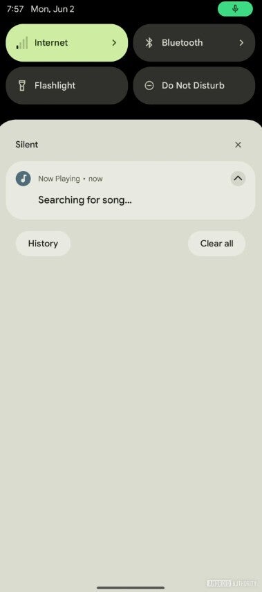 Notification of Now Playing app. | Image by Android Authority - Pixel 6 to Pixel 11 phones could finally get back Now Playing's best feature Google took away