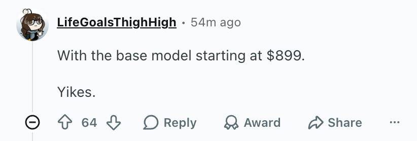 People are not excited about Apple's prices. | Image by Reddit (screenshot - Apparently, the iPhone 18 Pro won&rsquo;t be Apple&rsquo;s first device with a 2nm processor