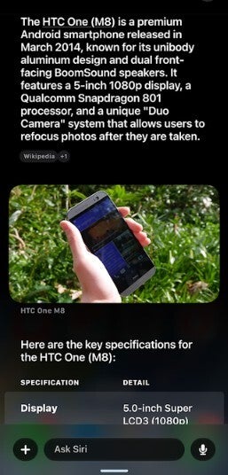 Screenshot from Siri AI on iOS 27 Beta 7.