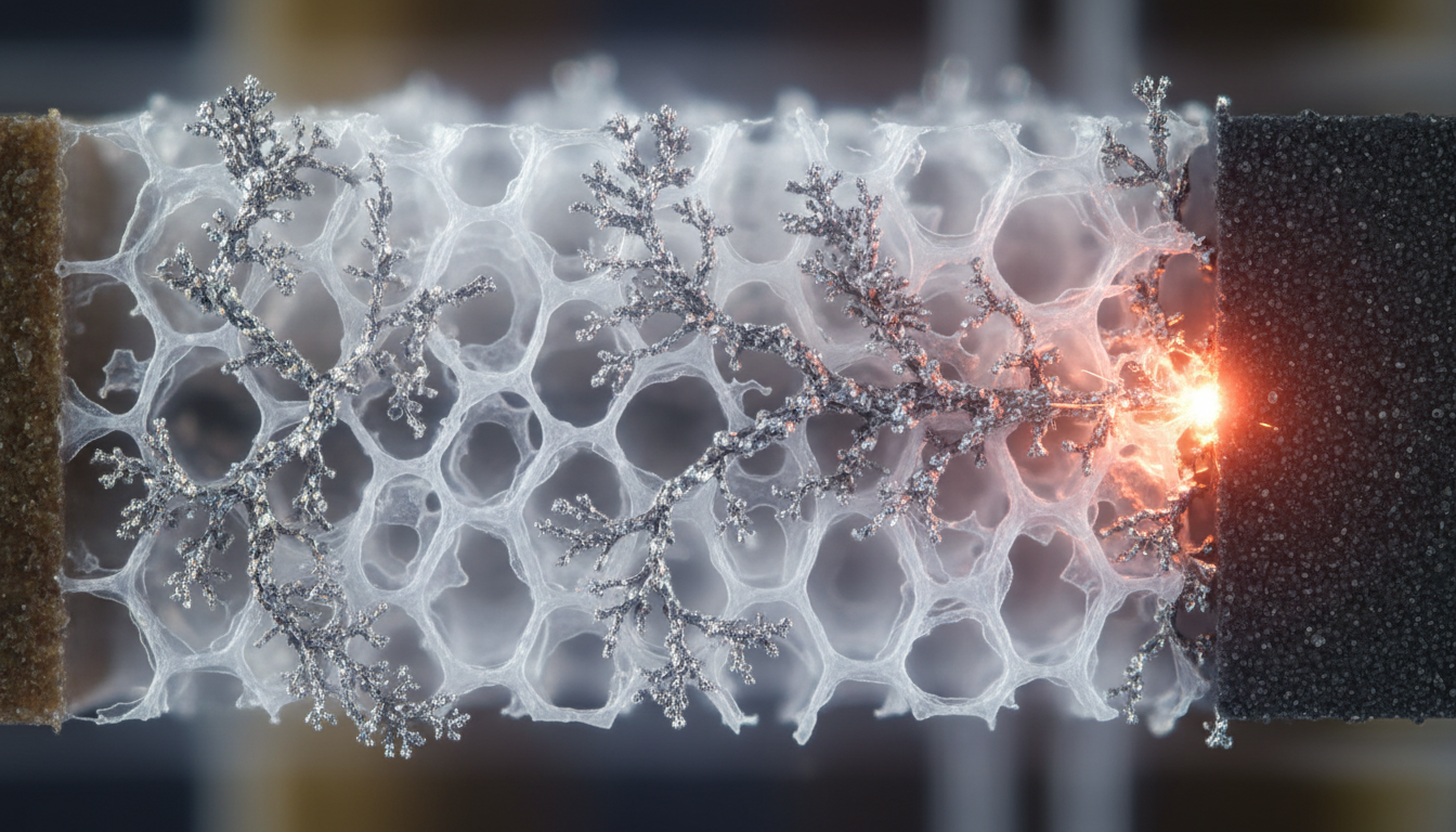 Dendrite formation in a lithium-metal battery cell. | Image by Highstar - Forget solid state, new lithium-metal battery could give your Galaxy days of battery life and charge in minutes