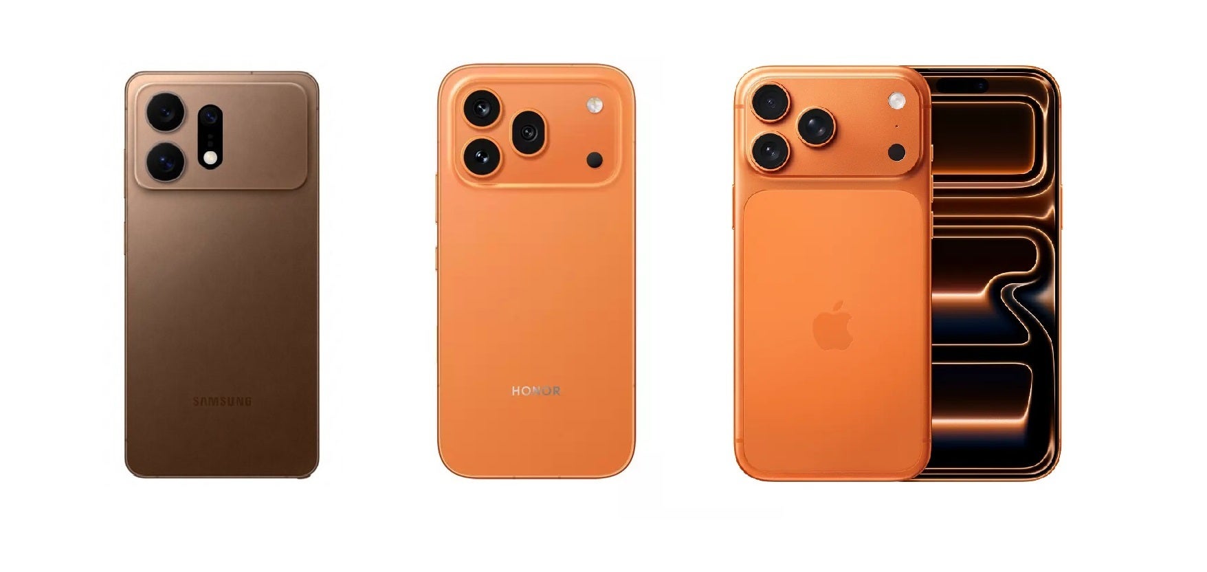 From left to right: Galaxy S27 Ultra, Honor 600 Pro, iPhone 17 Pro Max. | Image by Composite image - Galaxy S27 Ultra looks like an iPhone 17 Pro Max copy, and I'm disgusted