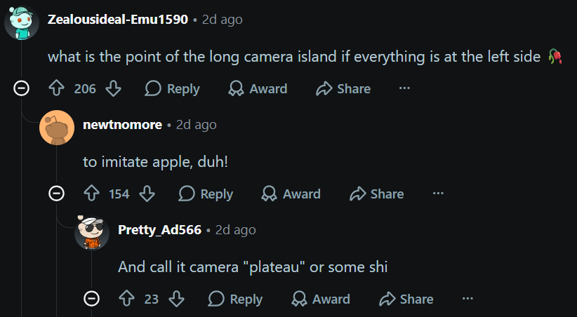 Consumers question the Galaxy S27 Ultra redesign. | Image by Reddit - Design leaks show Samsung Galaxy S27 Ultra continuing a tradition I wish it would abandon entirely