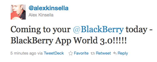 This tweet says to expect AppWorld 3.0 on your 'Berry today  - RIM pushing BlackBerry AppWorld 3.0 to BlackBerry devices