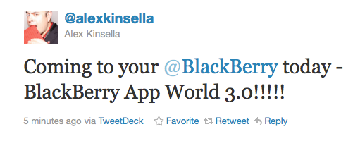 This tweet says to expect AppWorld 3.0 on your &#039;Berry today  - RIM pushing BlackBerry AppWorld 3.0 to BlackBerry devices