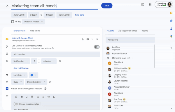 The new 'Get an email when guests respond' checkbox. | Image by Google - I can't believe it took this long for Google Calendar to fix its worst meeting feature