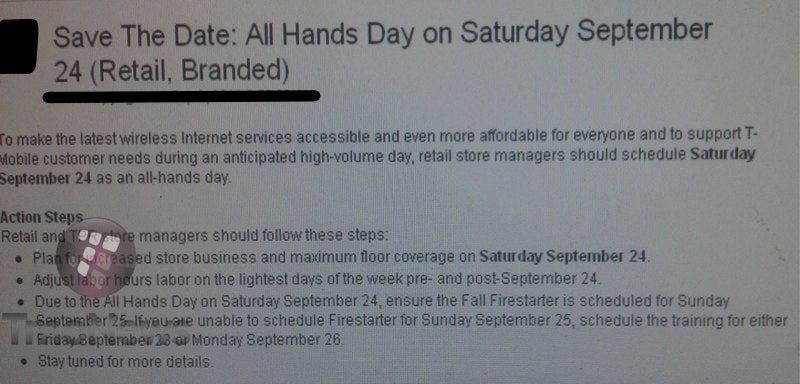 T-Mobile to have an "All Hands Day" on September 24