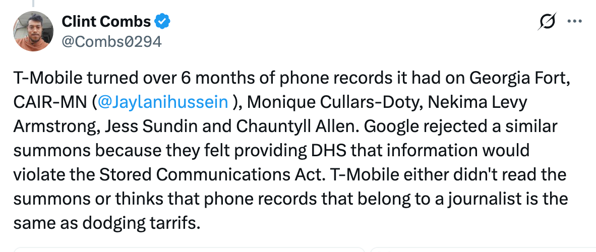 t-mobile journalist data Minnesota government