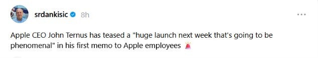 Post on Threads describes Apple CEO's internal memo.