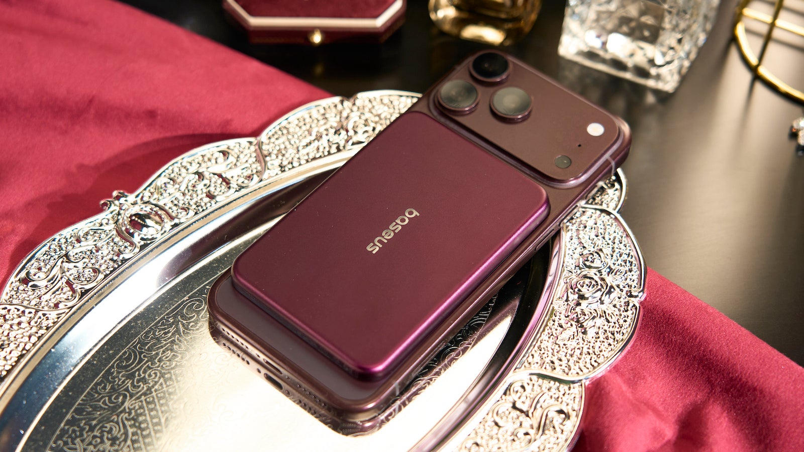 Super slim 5,000 mAh bank | Image by Baseus - Dark Cherry power bank, Dark Cherry charger: Baseus is ready for the new iPhone color!