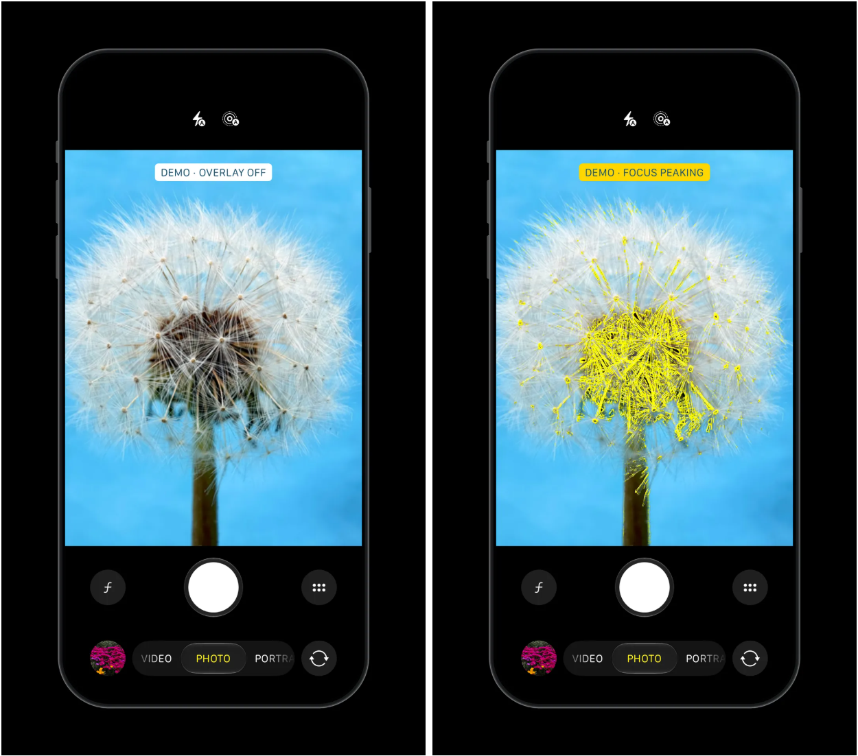 This is how the focus peaking feature may look like. | Image by pdfu on Macrumor's forum - New iPhone 18 Pro leak suggests several truly professional camera features