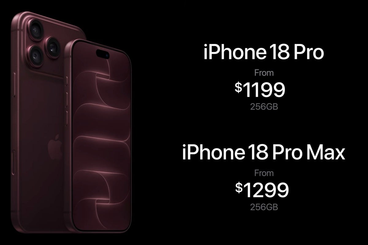 iPhone 18 Pro and 18 Pro Max starting prices