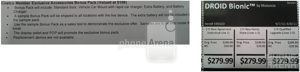 Costco plans to introduce the Motorola DROID BIONIC with a $280 price and free accessory kit?