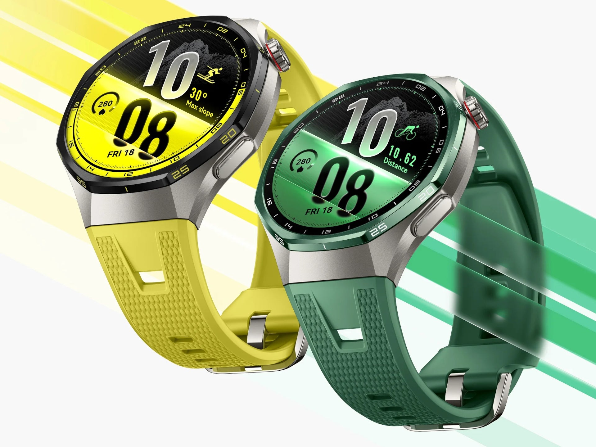 The signature yellow and green models of the Watch GT 7 Pro | Image by Huawei - I love the Huawei Watch GT 7 Pro's fresh design: it&rsquo;s my favorite new fitness wearable