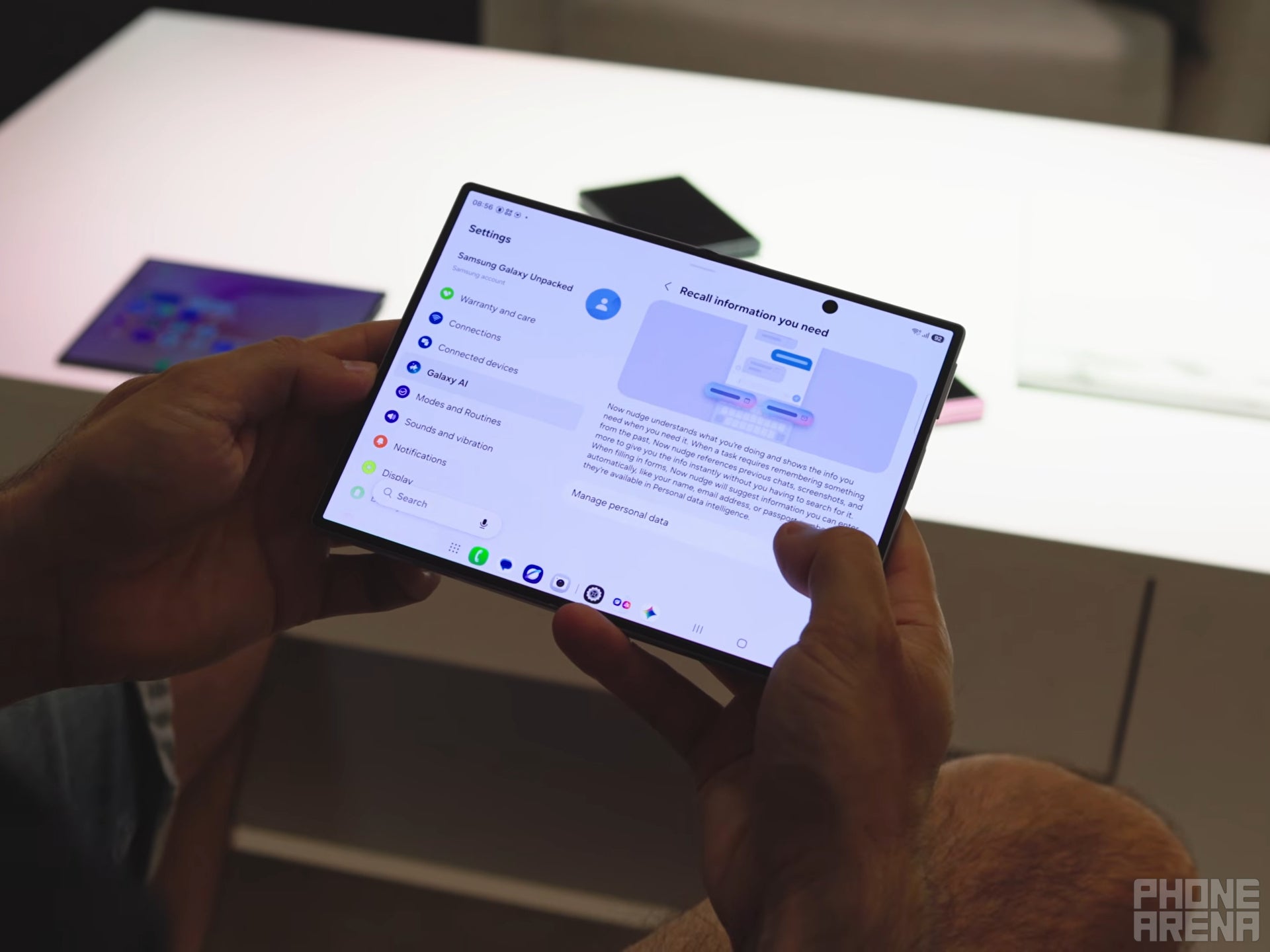 Using the Samsung Galaxy Z Fold 8 unfolded