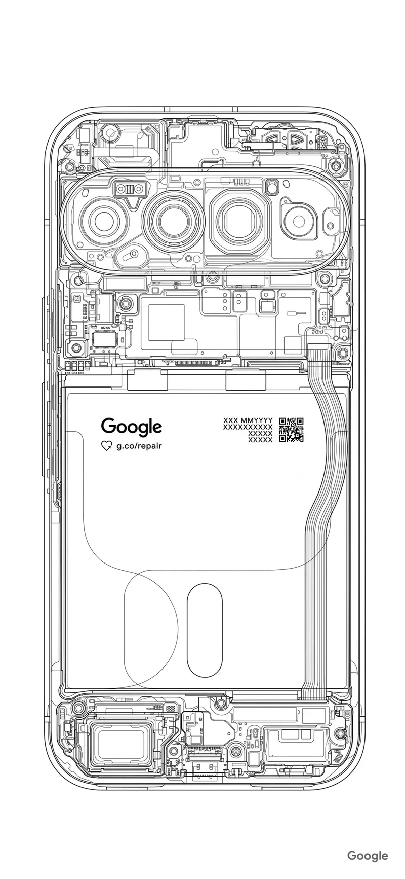 The blueprints of the Pixel 11 made into a wallpaper.