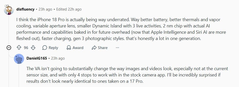 User appreciating the iPhone 18 Pro.