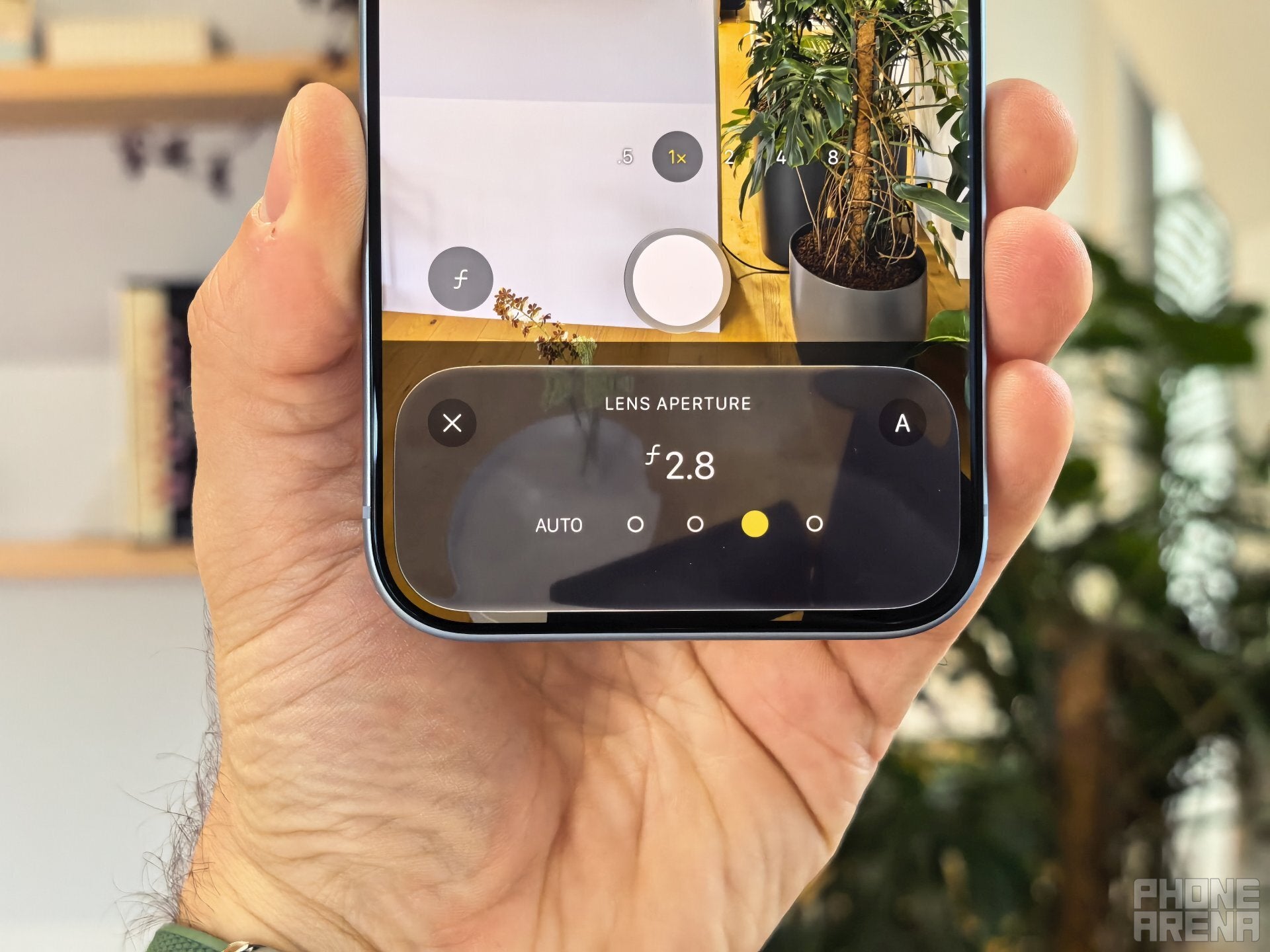 Variable aperture settings in the Camera app. | Image by PhoneArena - iPhone 18 Pro Max hands-on: Apple finally lets you control the camera