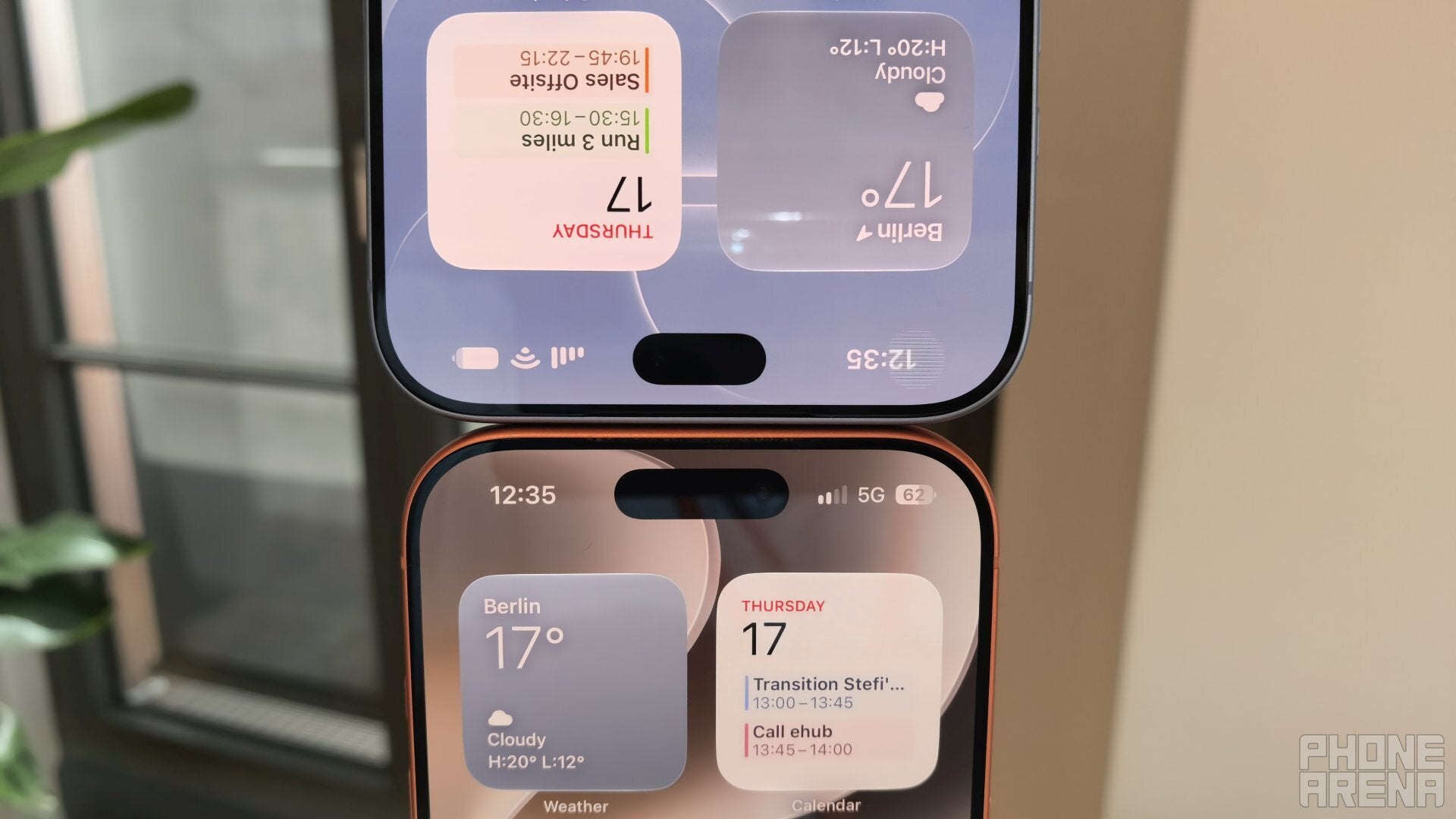 The Dynamic Island has gone on a diet - 18 Pro Max (top) vs 17 Pro (bottom). | Image by PhoneArena - iPhone 18 Pro Max hands-on: Apple finally lets you control the camera
