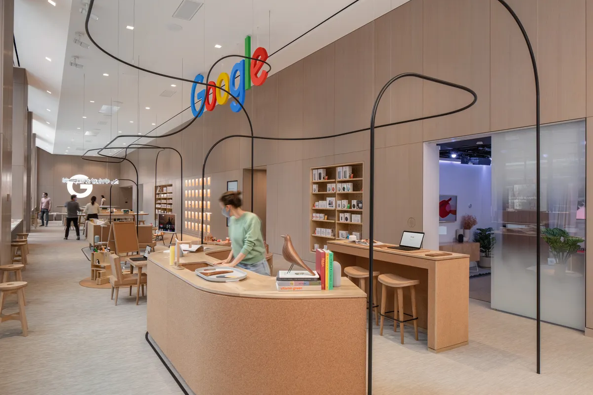 Interior of the Google Store in Chelsea, New York City.
