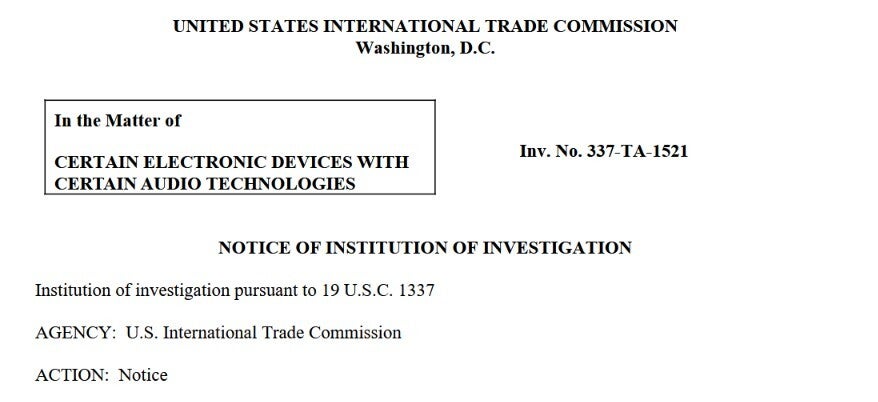 Excerpt from USITC investigation release.