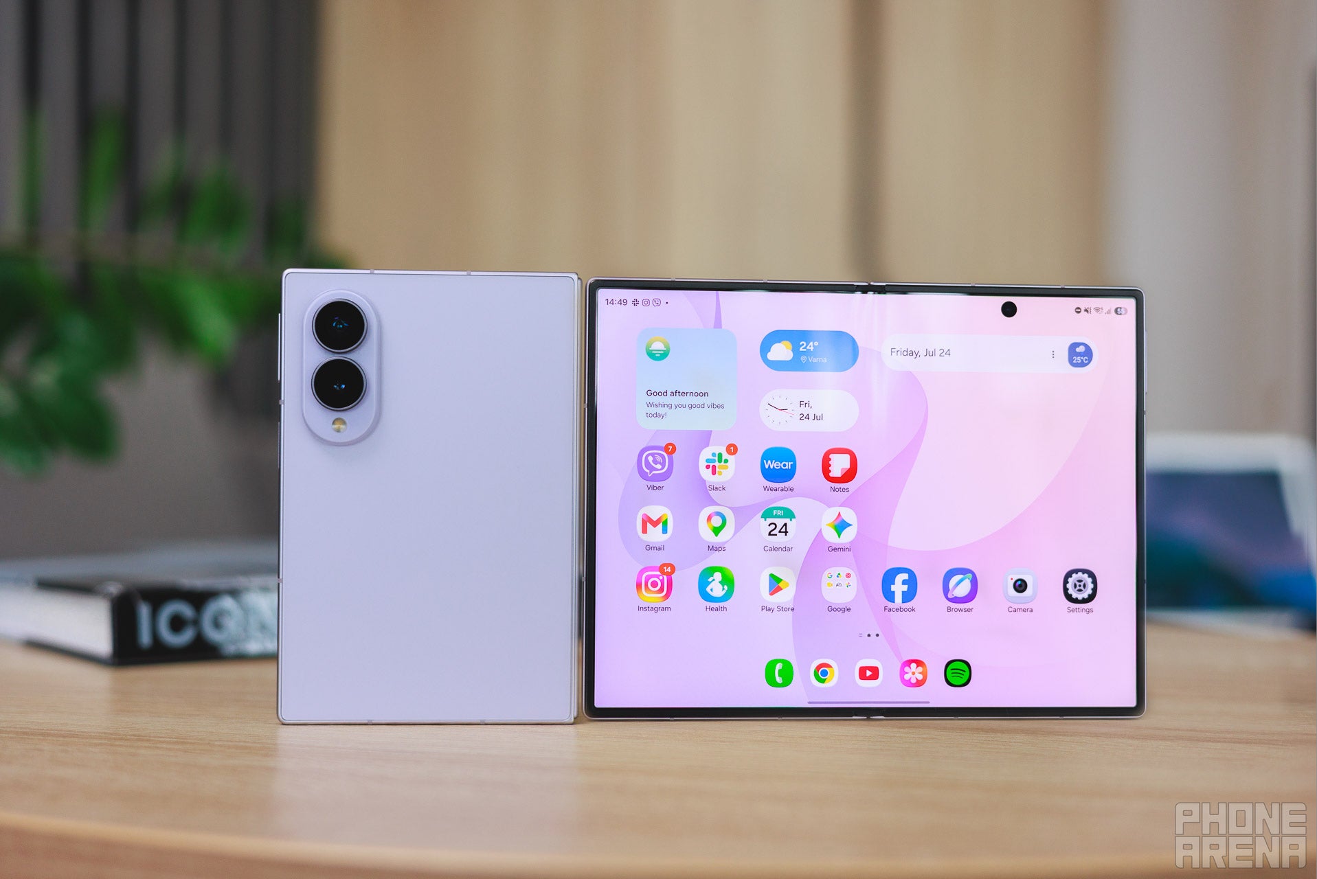 Two Galaxy Z Fold 8 units, one folded and one open.